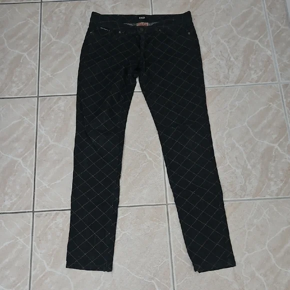 Dark Denim and Tan Stiching Patterned Pants - Picture 1 of 7